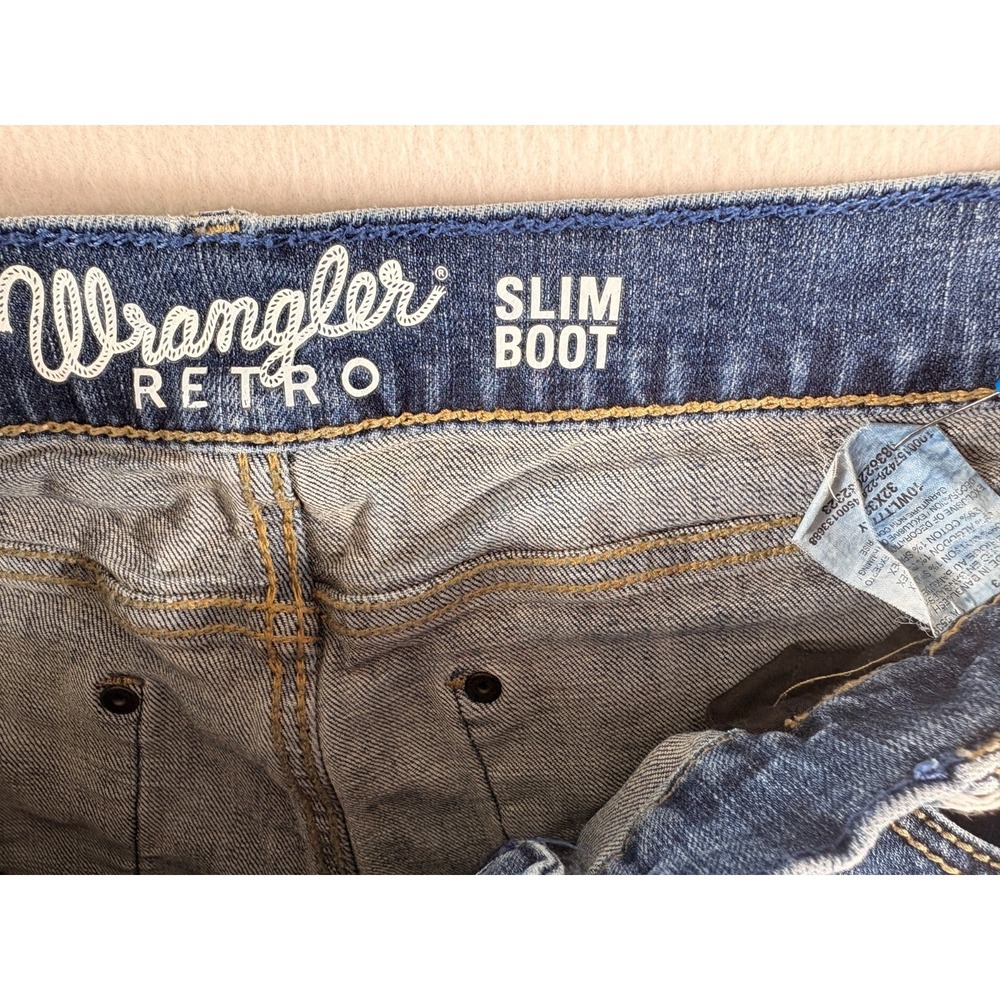 Wrangler Retro Slim Fit Bootcut Jeans Men 32x32 (32x30.5) Blue Denim Casual Wear - Picture 4 of 7